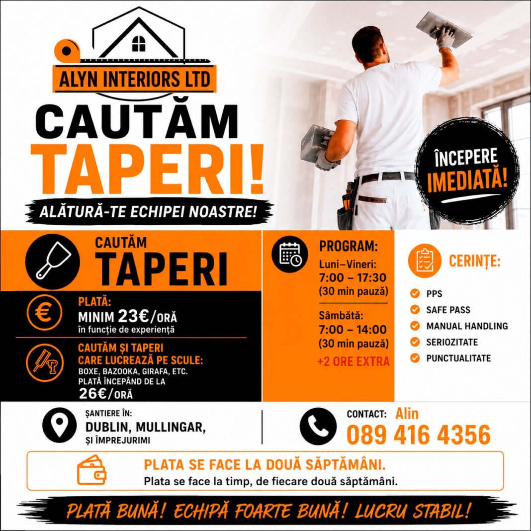 Se caută taperi pentru lucrări în Dublin, Mullingar și împrejurimi