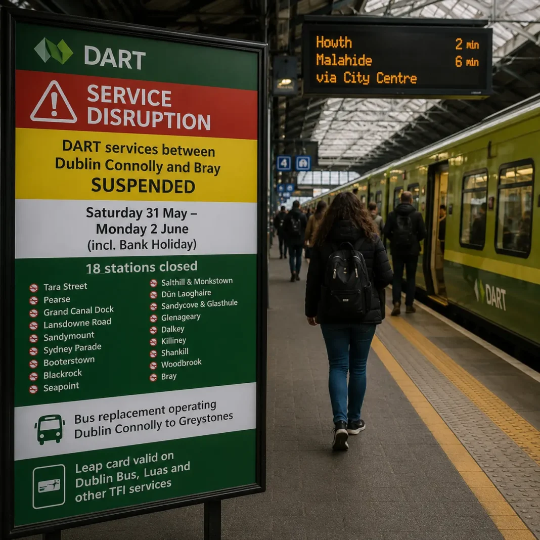 DART: 18 stații închise în weekendul prelungit din Dublin