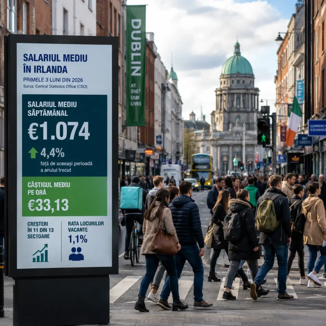 Salariul mediu în Irlanda a depășit 1.070 de euro pe săptămână