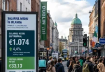 Salariul mediu în Irlanda a depășit 1.070 de euro pe săptămână