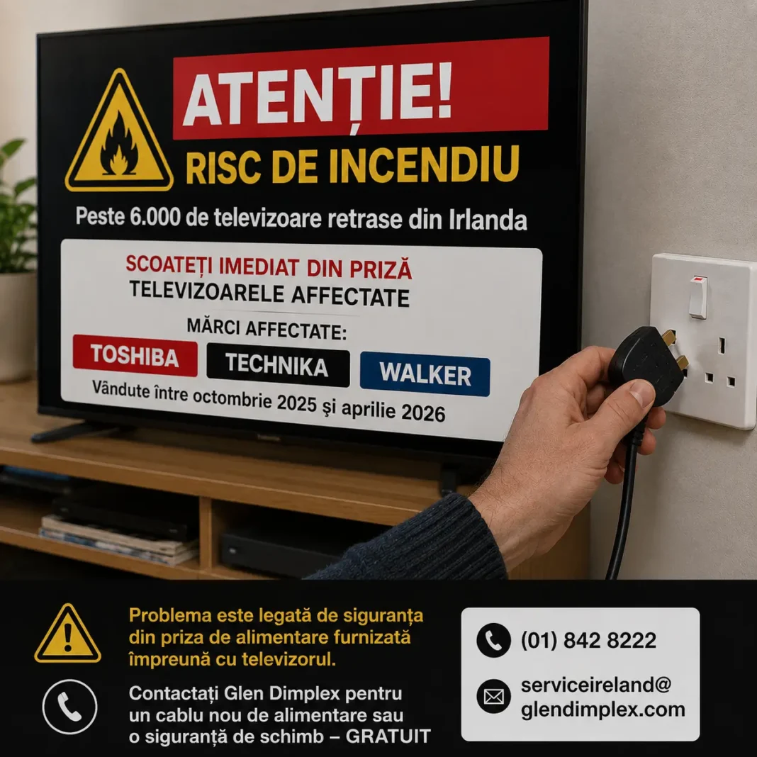 Peste 6.000 de televizoare retrase din Irlanda din cauza unui risc de incendiu