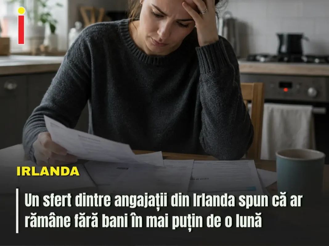 Un sfert dintre angajații din Irlanda spun că ar rămâne fără bani în mai puțin de o lună
