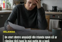Un sfert dintre angajații din Irlanda spun că ar rămâne fără bani în mai puțin de o lună