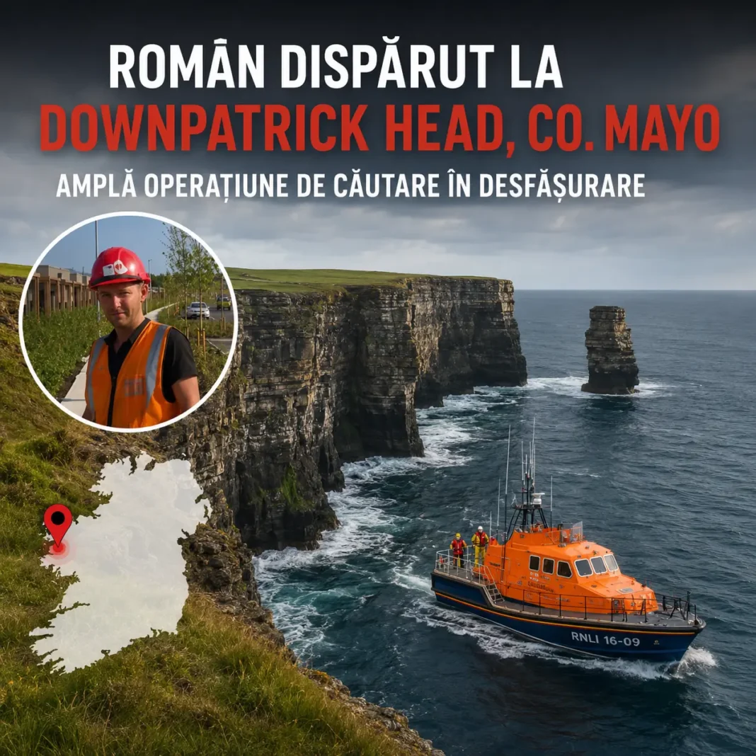 Român dispărut la Downpatrick Head, în comitatul Mayo. O amplă operațiune de căutare este în desfășurare