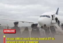 Aproape 1.000 de agenți Garda au escortat 377 de persoane în zboruri de deportare