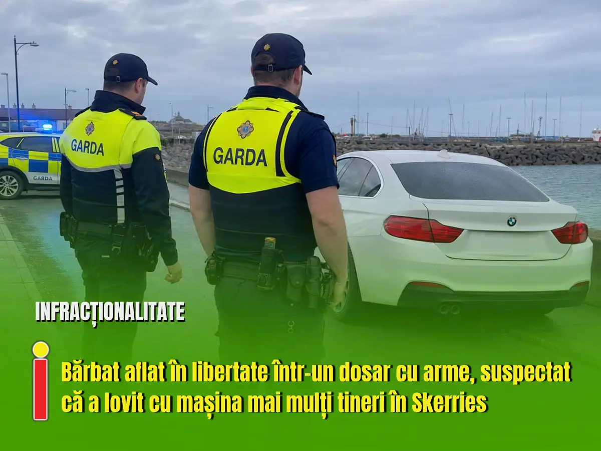 Bărbat aflat în libertate într-un dosar cu arme, suspectat că a lovit cu mașina mai mulți tineri în Skerries