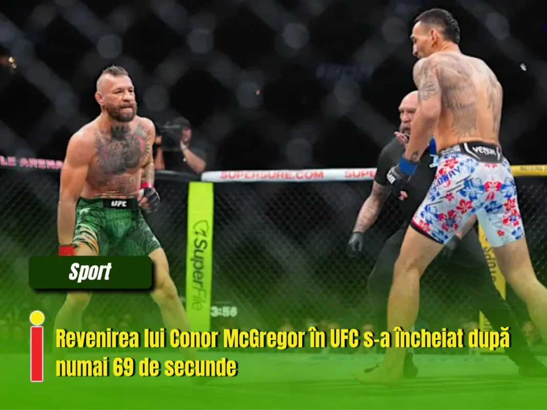 Revenirea lui Conor McGregor în UFC s-a încheiat după numai 69 de secunde. Max Holloway a câștigat prin TKO