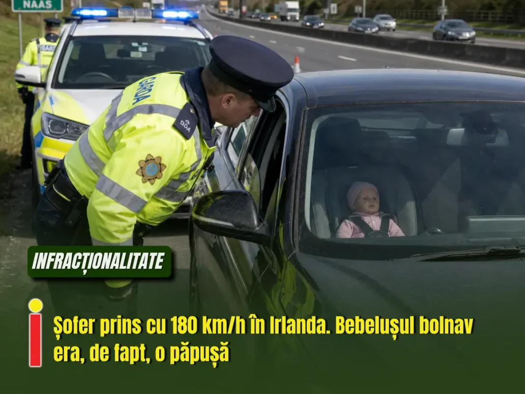 Șofer prins cu 180 km/h în Irlanda. Bebelușul bolnav era, de fapt, o păpușă