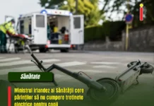 Ministrul Sănătății le cere părinților să nu le permită copiilor să folosească trotinete electrice