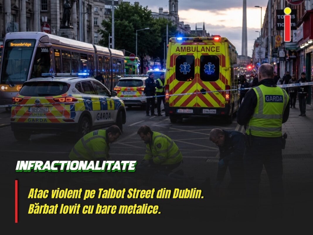 Bărbat dus de urgență la spital după ce a fost atacat cu bare metalice în centrul Dublinului