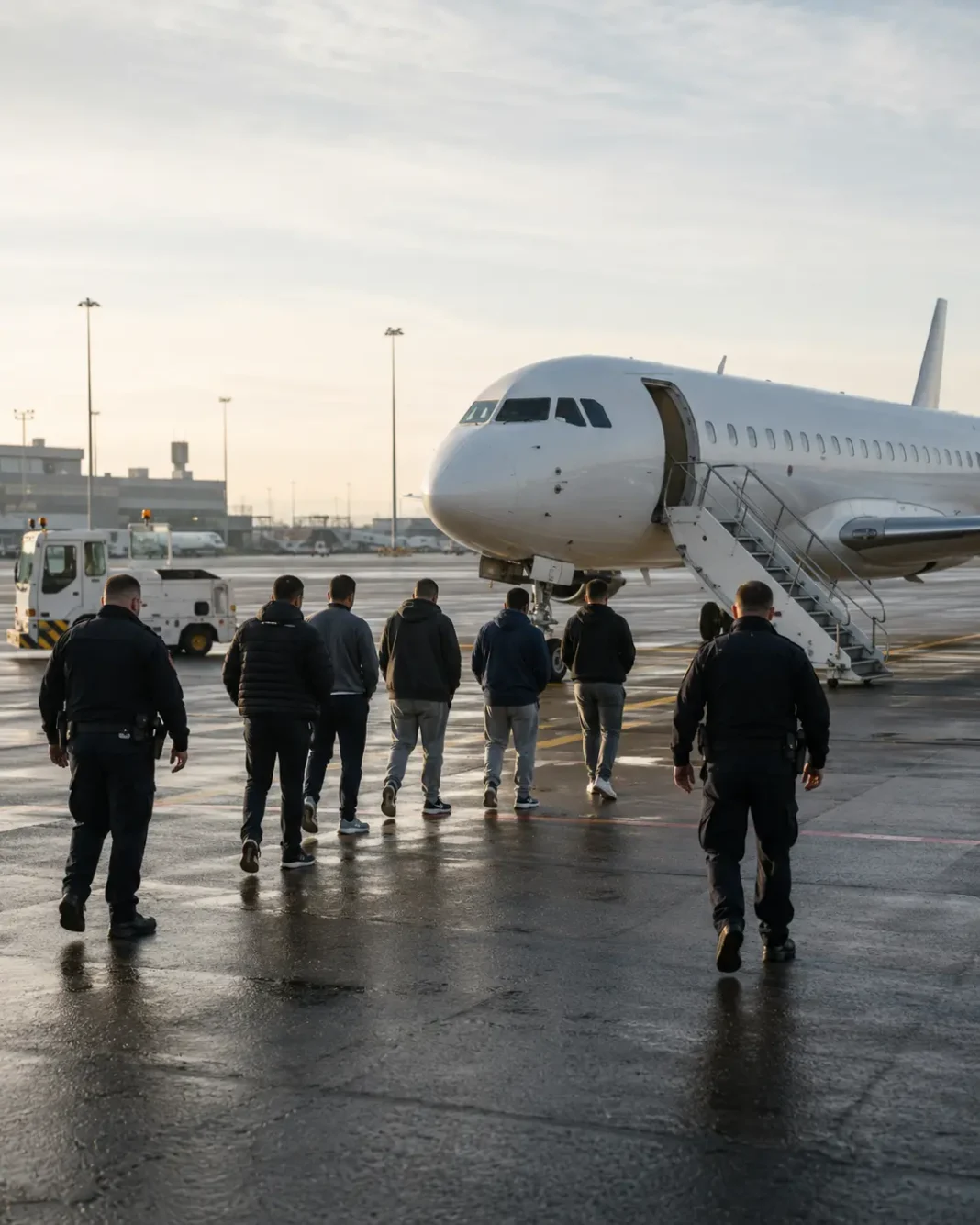 Șase bărbați condamnați penal, deportați din Irlanda cu un zbor charter
