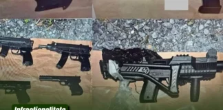 Garda a confiscat trei mitraliere, opt pistoale și droguri de peste 700.000 de euro într-o operațiune împotriva unei grupări est europene