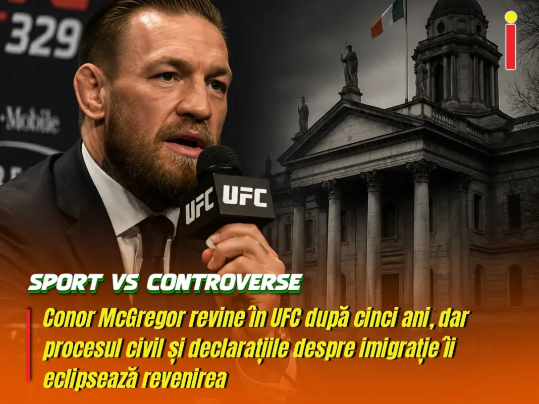 Conor McGregor revine în UFC după cinci ani, dar procesul civil și declarațiile despre imigrație îi eclipsează revenirea