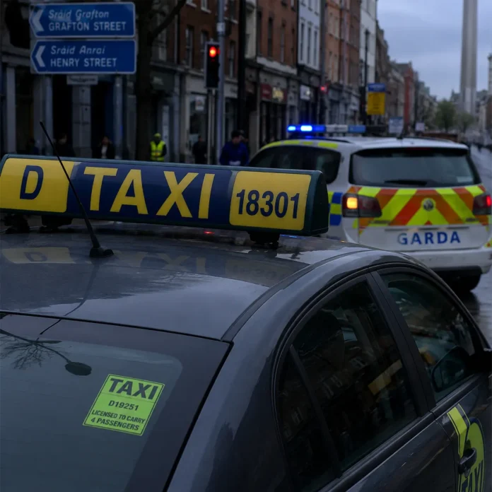 Taxi oprit în centrul Dublinului