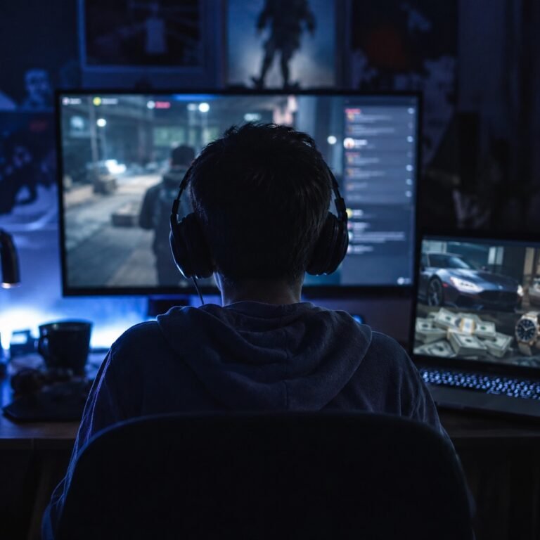 tineri jucând jocuri online pe dispozitive digitale