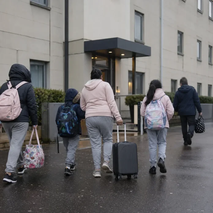 copii și familii în cazare temporară în Irlanda