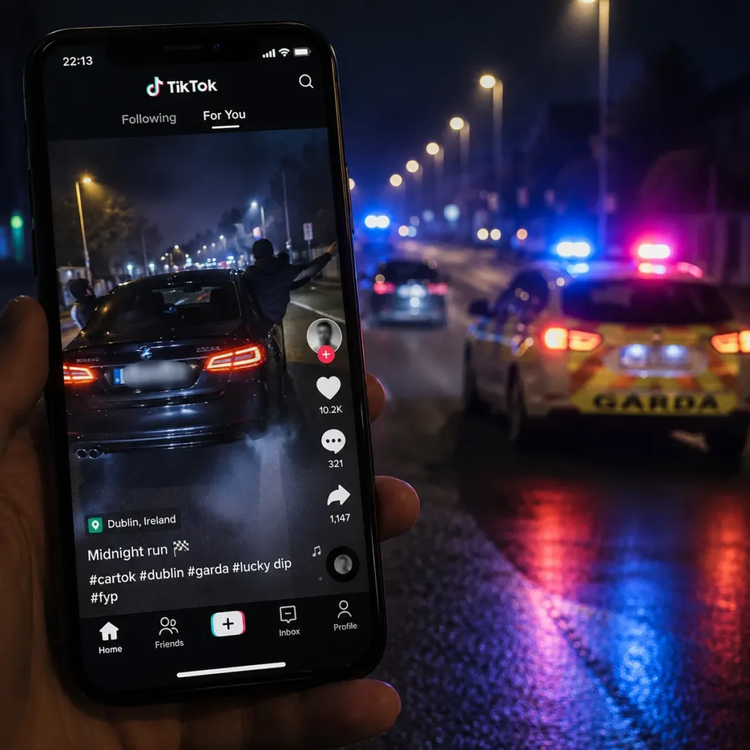 Peste 30 de conturi irlandeze promovează furturi de mașini și urmăriri Garda pe TikTok. Algoritmul continuă să recomande clipurile