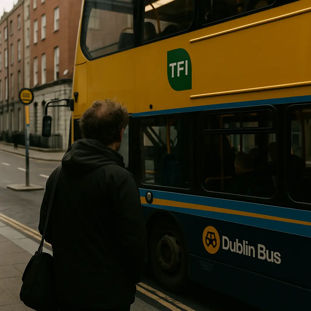 Autobuz în trafic în Dublin