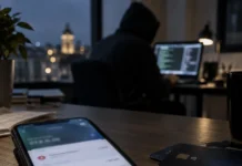 Ecran cu avertisment de securitate cibernetică