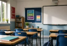 Copii în fața școlii în Irlanda