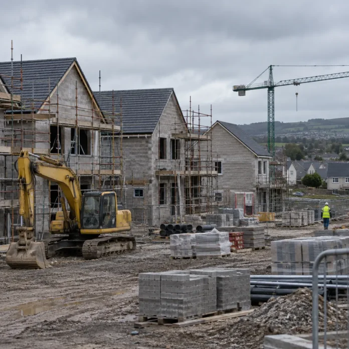 șantier de construcție locuințe în Irlanda