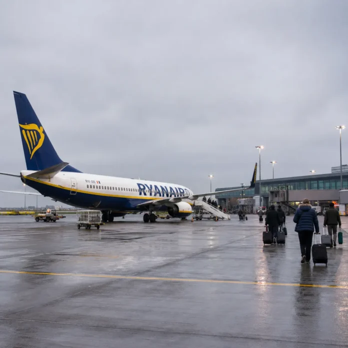 aeronava Ryanair pe pistă de aeroport