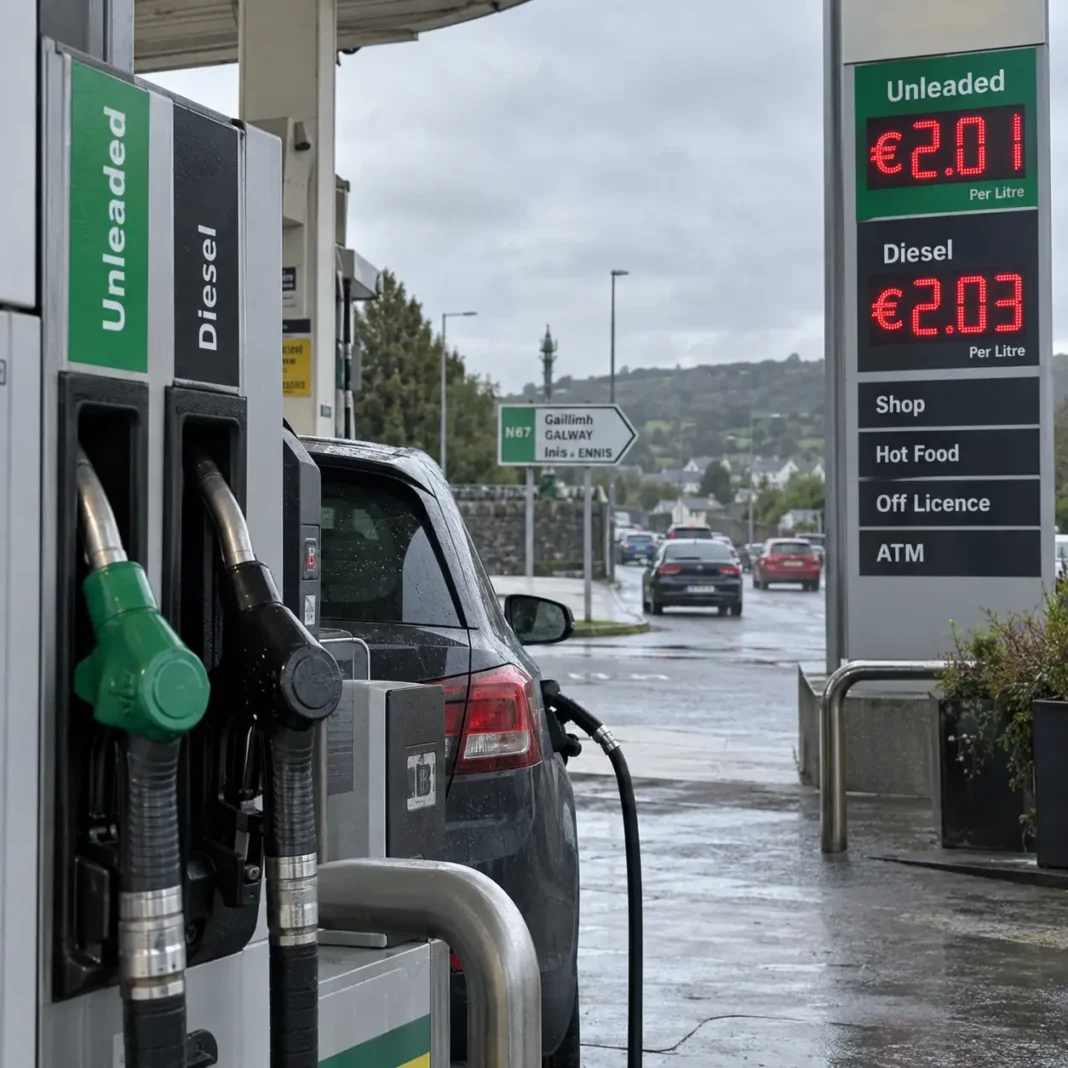 Pompa de combustibil la o stație din Irlanda