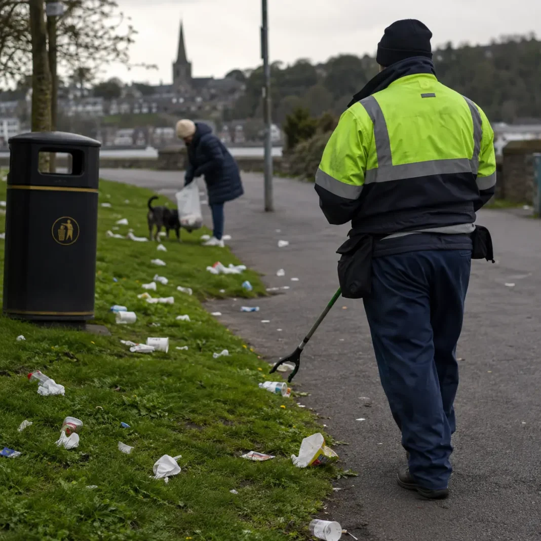 coș de gunoi în spațiu public din Irlanda