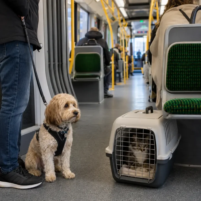 câine și pisică în transport public irlandez