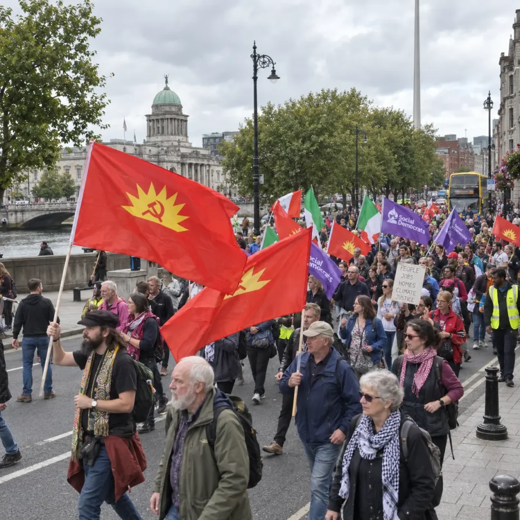 mulțime de manifestanți la protest în Dublin