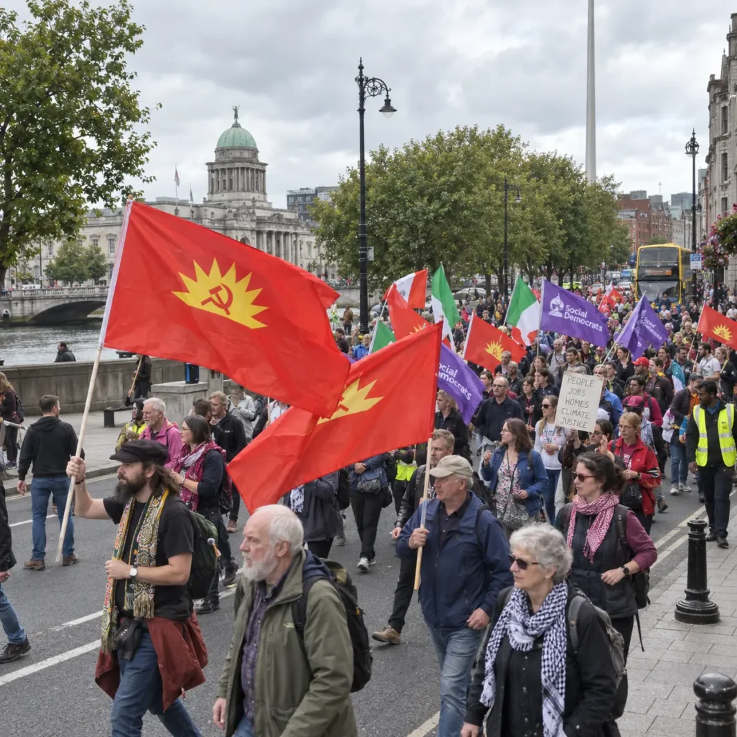 mulțime de manifestanți la protest în Dublin