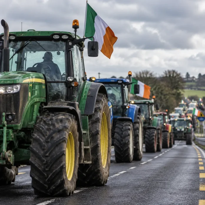 tractoare fermieri pe câmp în Irlanda