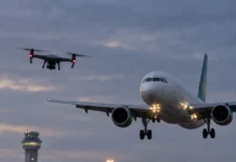 Dronă raportată la doar 20 de metri de un avion care ateriza pe Dublin Airport Avion Aer Lingus în apropiere de Dublin Airport