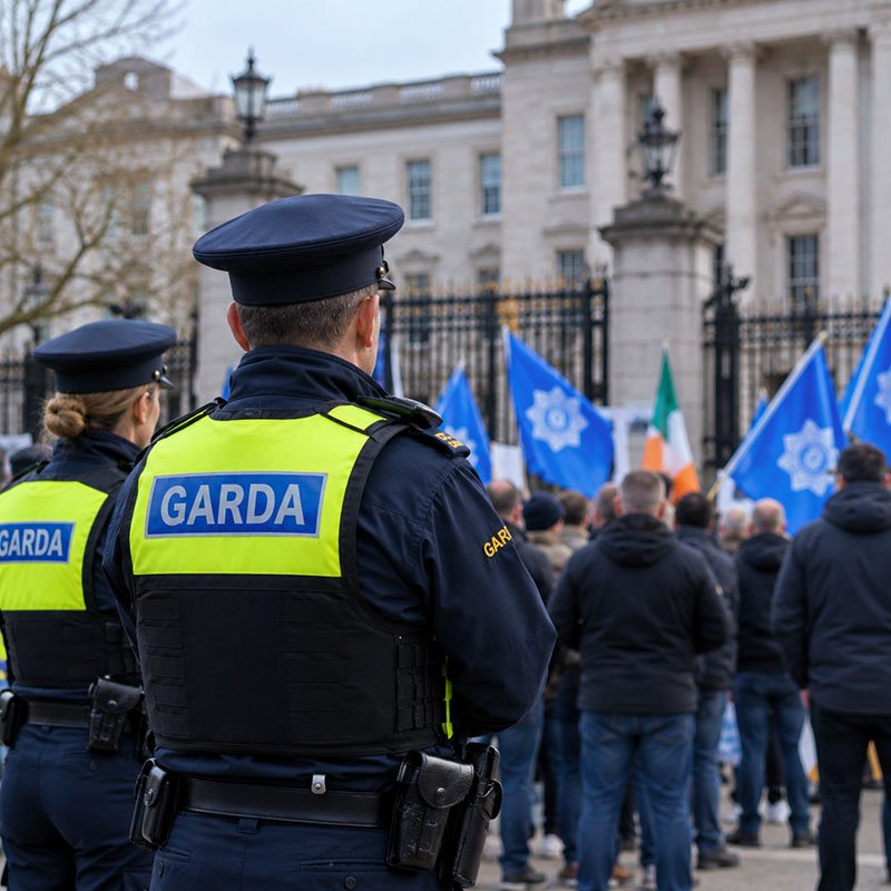 polițiști Garda în uniformă la protest