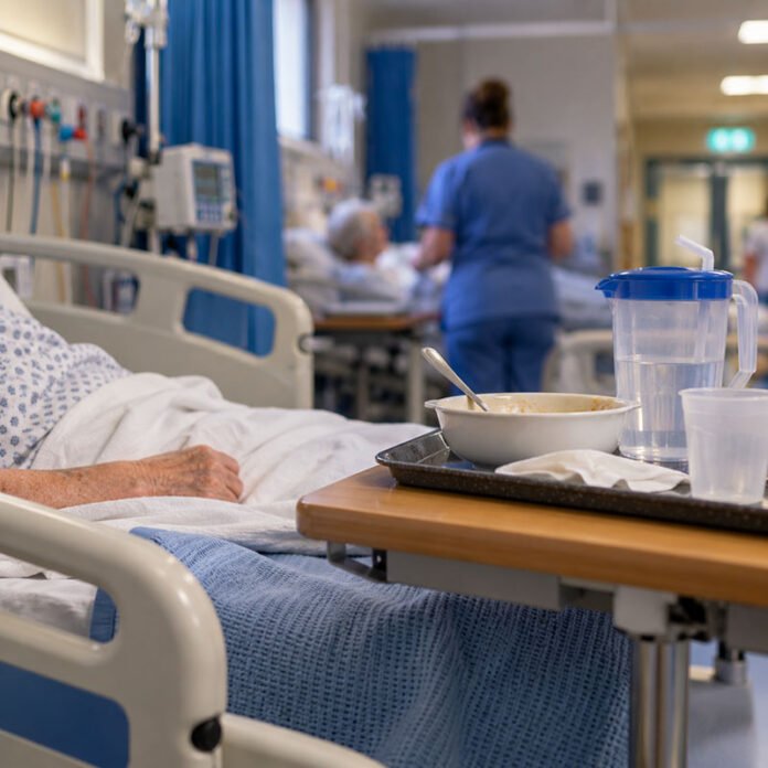 pacient în spital fără ajutor la masă