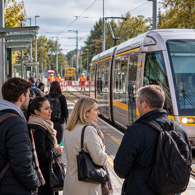 tramvai Luas pe linia roșie în Dublin