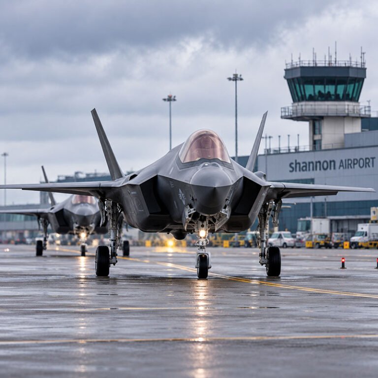 Avioane F-15E pe pistă la aeroportul Shannon