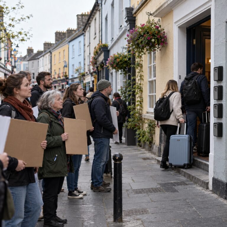 tur pietonal în Galway pentru protestul chiriașilor