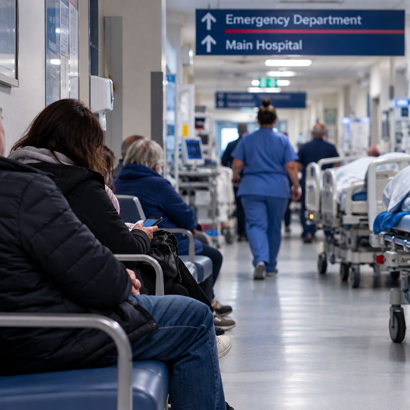 Pacienți așteptând consultații medicale în spital