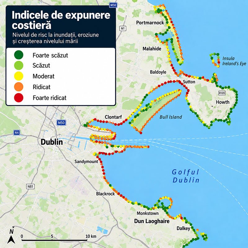 harta litoralului Irlandei cu zone de risc ridicat