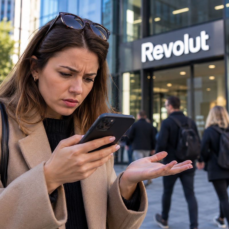 client Revolut folosind aplicația mobilă