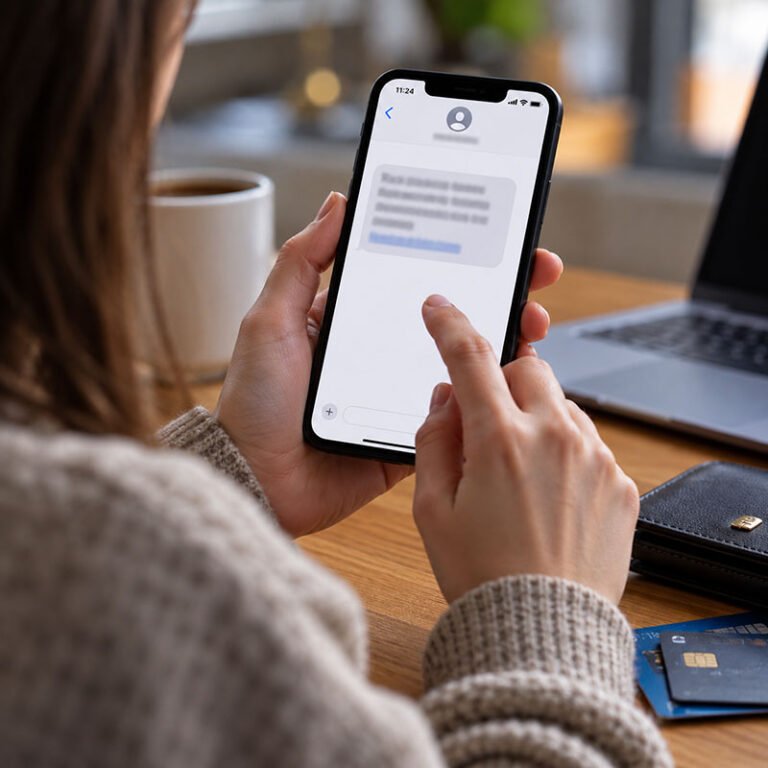 telefon cu mesaj SMS fraudulos bancar