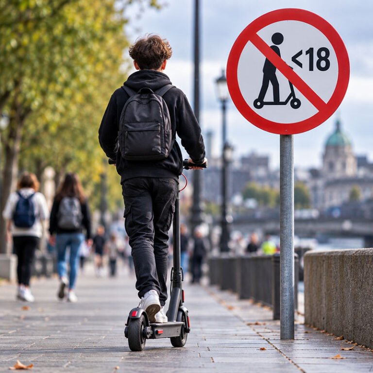 trotinetă electrică pe pistă de biciclete